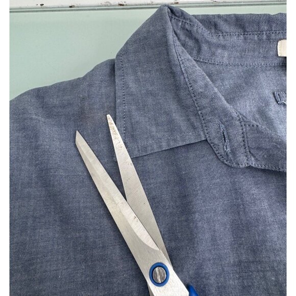 J Crew Women's Tunic Shirt Medium M Chambray Lightweight Tab Roll Up Popover - Picture 5 of 10